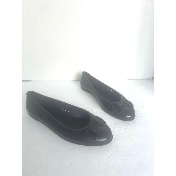 Gucci Authentic Embossed Black Rubber Horsebit Slip On Ballet Flats Size 8 - Picture 4 of 14